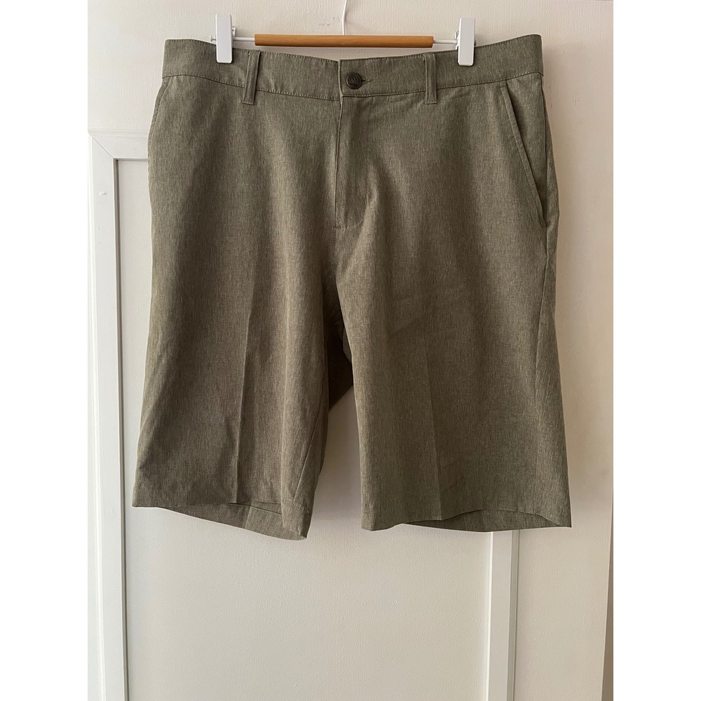 Adidas Golf Shorts Mens Olive Green Heathered Performance Flat Front Casual